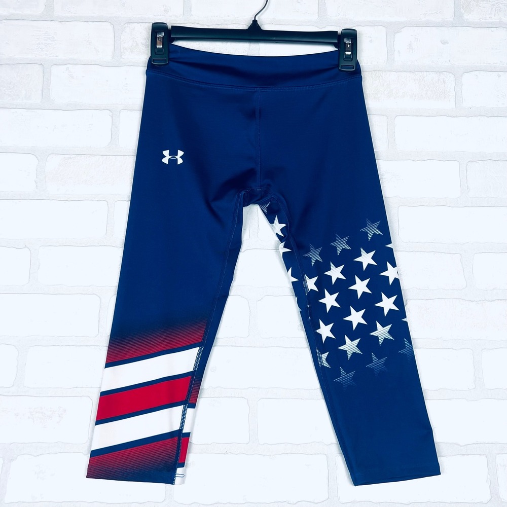 Under Armour Kids Navy Blue‎ Stars and Stripes HeatGear Capri Leggings YMD